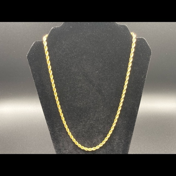 14k Gold Plated Rope Chain Necklace 24” - Picture 2 of 4